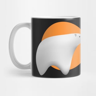 cool white polar bear big sun set in the background Mug